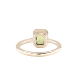 1.37ct Parti Green Radiant Cut Sapphire Low Profile Bezel Ring with Milgrain in 14k Yellow Gold