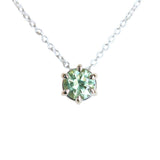 0.75ct Green Montana Sapphire Six Prong Necklace in 14k White Gold
