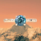 1.10ct Blue Round Madagascar Sapphire Evergreen Carved Solitaire in 14k Yellow Gold