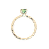 1.00ct Oval Untreated Nigerian Sapphire Evergreen Carved Solitaire in 14k Yellow Gold