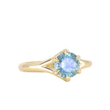 1.70ct Unheated Montana Sapphire Low Profile Six Prong Split Shank Solitaire in 18k Yellow Gold