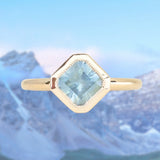 1.90ct Untreated Square Radiant Montana Sapphire Low Profile Bezel Ring with Milgrain in 14k Yellow Gold