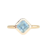 1.90ct Untreated Square Radiant Montana Sapphire Low Profile Bezel Ring with Milgrain in 14k Yellow Gold