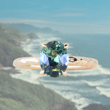 1.74ct Oval Untreated Blue Madagascar Sapphire Four Prong Evergreen Solitaire in 14k Yellow Gold