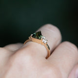 1.74ct Trillion Australian Parti Untreated Sapphire and Lab Diamond Mountainscape Ring in 14k Yellow Gold