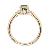 1.27ct Oval Brilliant Light Parti Montana Sapphire and Princess Cut Diamond Rapids Low Profile Ring in 14k Yellow Gold