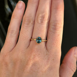 1.51ct Oval Teal Blue Madgascar Sapphire Classic Four Prong Solitaire in 14k Yellow Gold