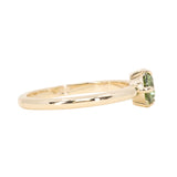 0.67ct Untreated Round Australian Parti Green Sapphire Low Profile Compass Set 4 Prong Solitaire in 14k Yellow Gold