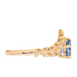 0.85ct Blue Pear Sapphire Pointed Vine Prong Set Ring in 14k yellow gold