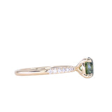 1.46ct Round Parti Green and Teal Montana Sapphire and Pavé Set Diamond Solitaire in 14K Yellow Gold