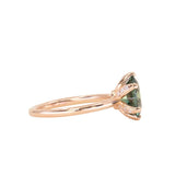 2.30ct Oval Madagascar Green Sapphire Diamond-studded Sea Star Solitaire in 18k Rose Gold