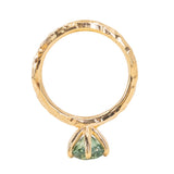 2.15ct Round Teal Nigerian Sapphire Scallop Cup Solitaire in 18k Yellow Gold