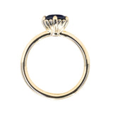 2.23ct Round Royal Blue Sapphire Scallop Cup Solitaire in 14k Yellow Gold