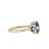 2.36ct Fancy Cushion Cut Montana Sapphire and Australian Sapphire Antique Compass Set Low Profile Ring in 18k Yellow Gold