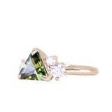 1.74ct Trillion Australian Parti Untreated Sapphire and Lab Diamond Mountainscape Ring in 14k Yellow Gold