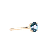 1.51ct Oval Teal Blue Madgascar Sapphire Classic Four Prong Solitaire in 14k Yellow Gold