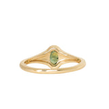 0.71ct Oval Green Precision Cut Montana Sapphire Low Profile 4 Prong Signet Solitaire in 14k Yellow Gold