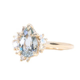 2.21ct Pastel Pear Sapphire and Diamond Asymmetrical Cluster Ring in 14k Yellow Gold
