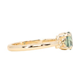 1.21ct Oval Blue Precision Cut Montana Sapphire Low Profile 4 Prong Leaf Bud Solitaire in 14k Yellow Gold