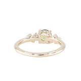 0.74ct Round Australian Green Parti Sapphire and Diamond Starry Night Low Profile Solitaire in 14k Yellow Gold