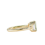 1.52ct Emerald Cut Parti Sapphire and Lab Grown Diamond Three Stone Low Profile Ring in 14k Yellow Gold