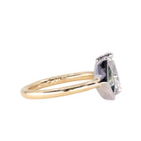 GIA 1.0ct Natural Pear Diamond and Geo Montana Sapphire Two Tone Toi Et Moi Ring in 18k Yellow Gold and Platinum