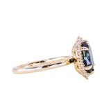 4.14ct Untreated Oval Nigerian Sapphire Antique-Style Diamond Halo Ring in 18k Yellow Gold