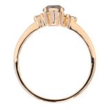 Elongated Hexagon Moss Agate Rings with Diamond Side Stones in 14K Yellow & White Gold