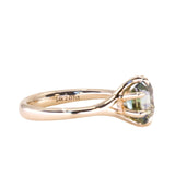 2.07ct Radiant Cut Untreated Tanzanian Sapphire Low Profile Six Prong Split Shank Solitaire in 14k Yellow Gold