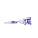 1.32ct Round Sri Lankan Grey Sapphire and Diamond Starry Night Low Profile Solitaire in 14k White Gold