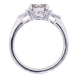 1.56ct Round Salt + Pepper Diamond and Diamond Trillion Low Profile Three Stone Ring in Platinum