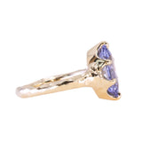 3.16ct Unheated Purple Madagascar Marquise Sapphire Evergreen Carved Low Profile 6 Prong Solitaire in 14k Yellow Gold