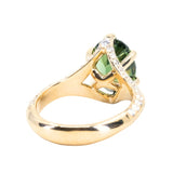 3.90ct Untreated Nigerian Oval Sapphire Diamond-studded Six Prong Split Shank Knife Ede Solitaire in 18k Yellow Gold