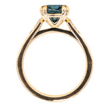 2.13ct Fancy Cushion Teal Blue Spinel VINTAGE CATHEDRAL RING IN 18k Yellow Gold