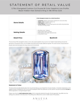 5.79ct Elongated Cushion Cut Purple Bi-Color Sapphire Low Profile Bezel Hidden Halo Solitaire Ring in 18k White Gold