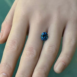 2.84CT PRECISION CUT OVAL BRILLIANT MONTANA SAPPHIRE, PARTI TEAL OCEAN BLUE, 8.9X7.5MM