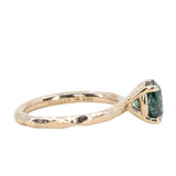 2.06ct Oval Precision Cut Teal Blue Green Oval Montana Sapphire Evergreen Carved 4 Prong Solitaire in 14k Yellow Gold