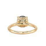 2.09ct Precision Cut Teal Montana Sapphire Four Prong Hidden Halo Solitaire in 18k Yellow Gold