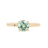 1.34ct Round Precision Cut Montana Sapphire 4 Prong Solitaire Evergreen Ring in 14k Yellow Gold