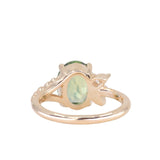 3.07ct Untreated Oval Madagascar Sapphire in Wandering Vine Low Profile 4 Prong Setting with Diamonds in 14k Yellow Gold