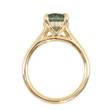 2.09ct Precision Cut Teal Montana Sapphire Four Prong Hidden Halo Solitaire in 18k Yellow Gold