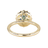 2.38ct Untreated Oval Parti Sapphire Antique-Style Diamond Halo Ring in 18k Yellow Gold