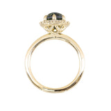 2.38ct Untreated Oval Parti Sapphire Antique-Style Diamond Halo Ring in 18k Yellow Gold