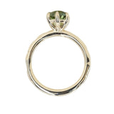 2.10ct Untreated Green Parti Nigerian Oval Sapphire Six Prong Evergreen Solitaire in 14k Yellow Gold