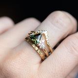 1.74ct Trillion Australian Parti Untreated Sapphire and Lab Diamond Mountainscape Ring in 14k Yellow Gold