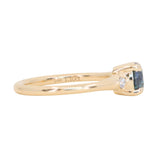 1.10ct Round Deep Teal Montana Sapphire and Princess Cut Diamond Rapids Low Profile Ring in 14k Yellow Gold