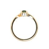 0.71ct Australian Emerald Cut Parti Sapphire Low Profile 4 Prong Signet Solitaire in 14k Yellow Gold