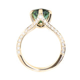 3.90ct Untreated Nigerian Oval Sapphire Diamond-studded Six Prong Split Shank Knife Ede Solitaire in 18k Yellow Gold