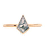 Kite Moss Agate Bezel Rings in 14K Yellow & White Gold