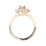 2.21ct Pastel Pear Sapphire and Diamond Asymmetrical Cluster Ring in 14k Yellow Gold